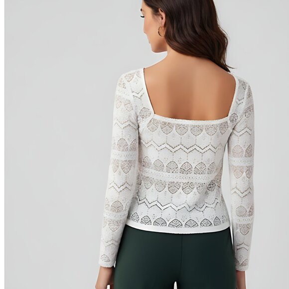 Sweetheart Lace Trim Lace Top - Picture 4 of 7